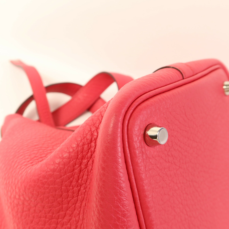 HERMES Clemence皮革Picotin PM銀扣手挽袋Rose Mexico-12