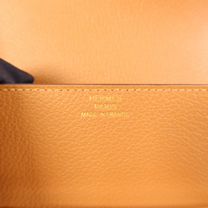 HERMES Evercolor皮革Roulis Slim金扣手拿包Gold-5