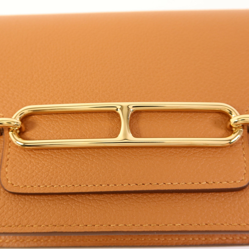HERMES Evercolor皮革Roulis Slim金扣手拿包Gold-7