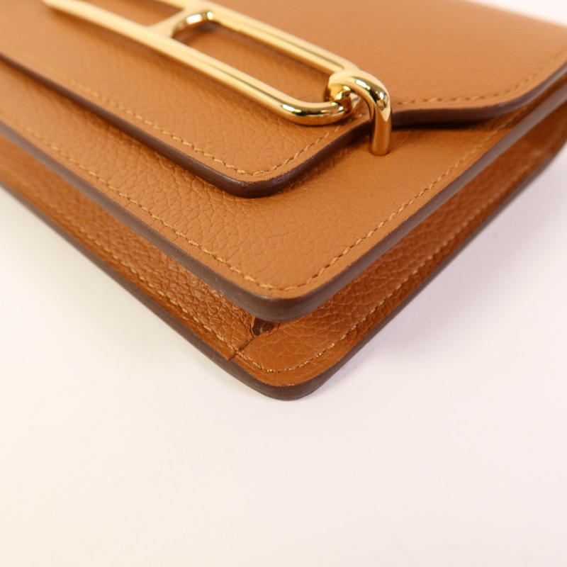 HERMES Evercolor皮革Roulis Slim金扣手拿包Gold-10