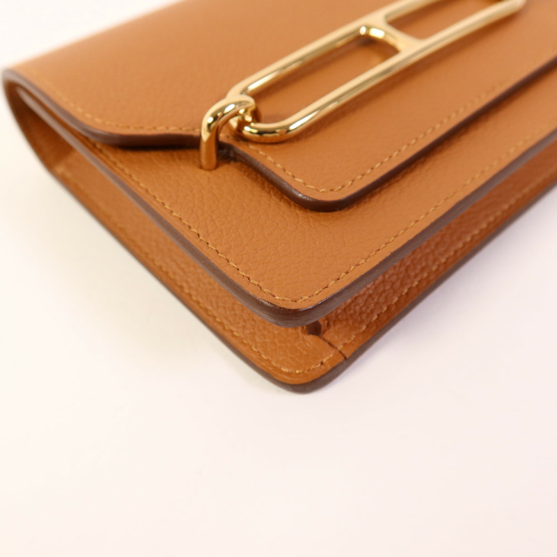 HERMES Evercolor皮革Roulis Slim金扣手拿包Gold-11