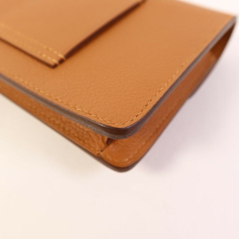 HERMES Evercolor皮革Roulis Slim金扣手拿包Gold-12