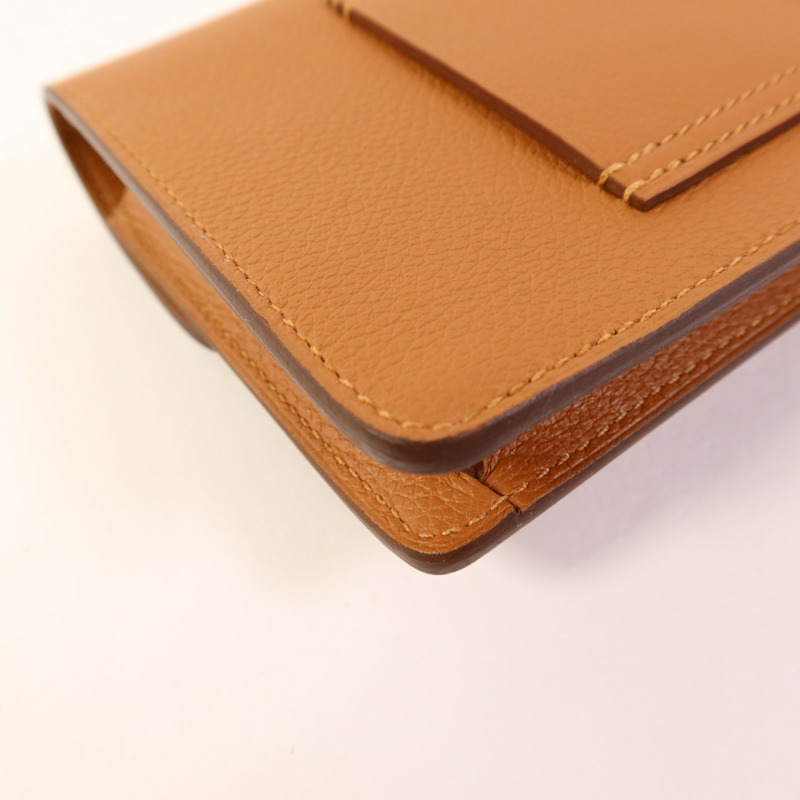 HERMES Evercolor皮革Roulis Slim金扣手拿包Gold-13