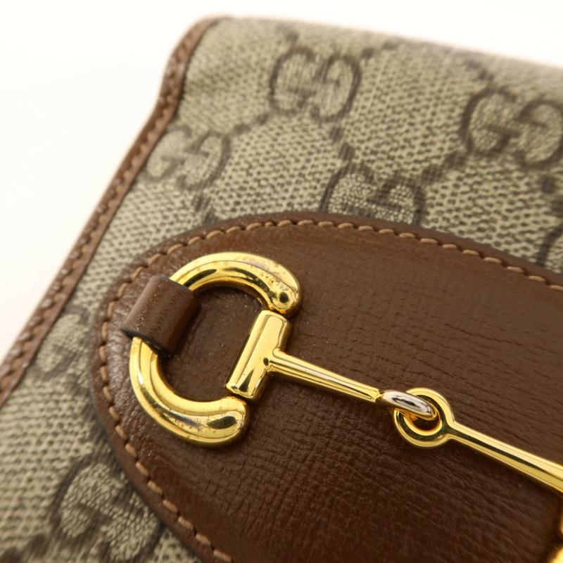 GUCCI 塗層帆布Horsebit 1955 Bifold Wallet金扣錢包-17