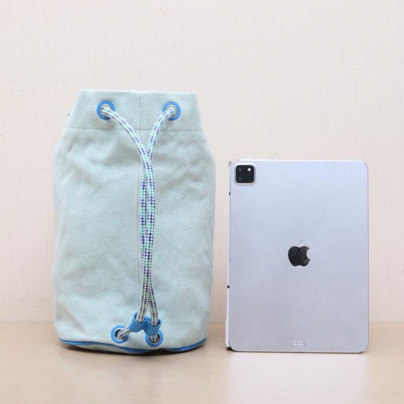 HERMES(愛馬仕) 6W薄荷綠 帆布 銀扣 雙肩包-2