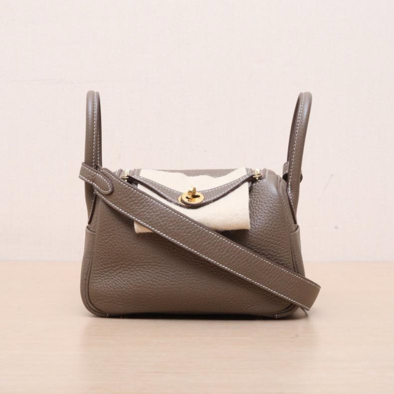 HERMES(愛馬仕) Lindy Mini 18大象灰 TC皮 U刻 金扣-0