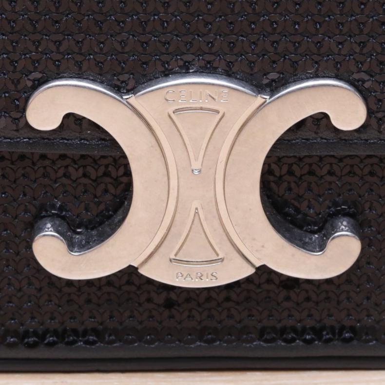 CELINE(思琳) Triomphe 凱旋門 金屬鎖扣 Mini /珠片 銀扣-5