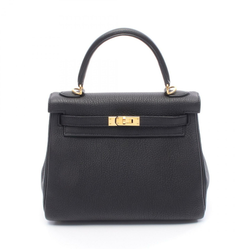 愛馬仕 Kelly 25 單肩手提包 044624CC Togo 皮革黑 Caban 二手 B GHW-0