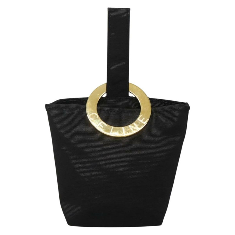 【日本直送】CELINE 黑色金色尼龍手拿包 Auth 137004-12