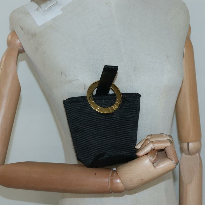 【日本直送】CELINE 黑色金色尼龍手拿包 Auth 137004-17
