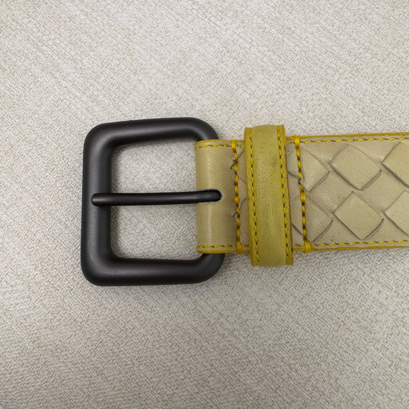 Bottega Venetia 黃 編織銀頭 皮帶 腰帶-1