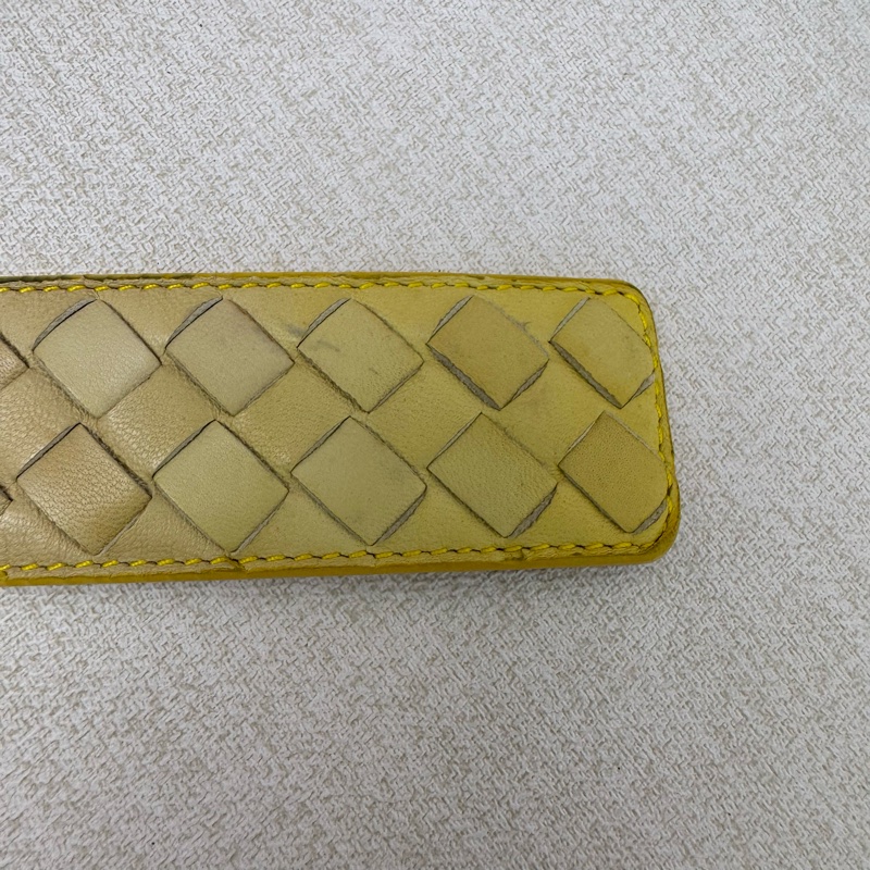 Bottega Venetia 黃 編織銀頭 皮帶 腰帶-4