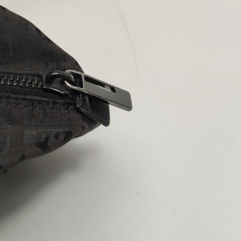 Fendi 牛皮 帆布 雙F 印花 拉鍊 手提包-12