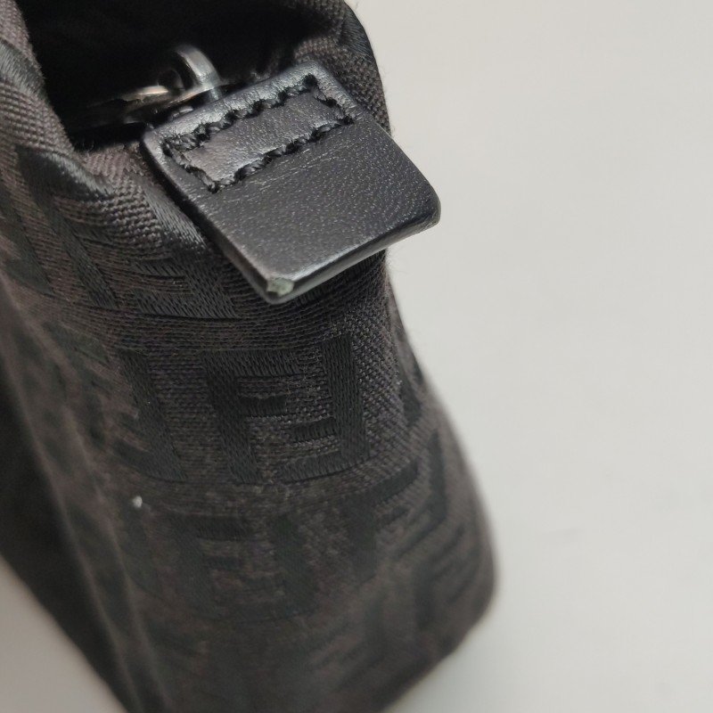 Fendi 牛皮 帆布 雙F 印花 拉鍊 手提包-14