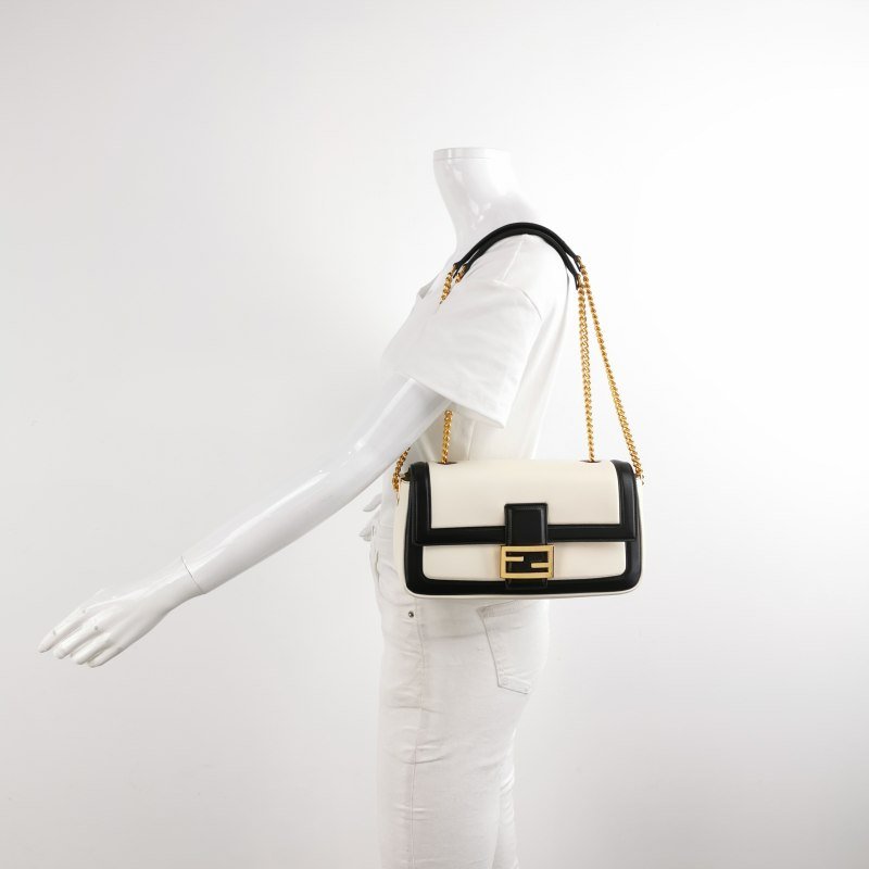 Fendi Baguette 法棍包 中號 羊皮 拼色 雙F扣環 單肩包-1