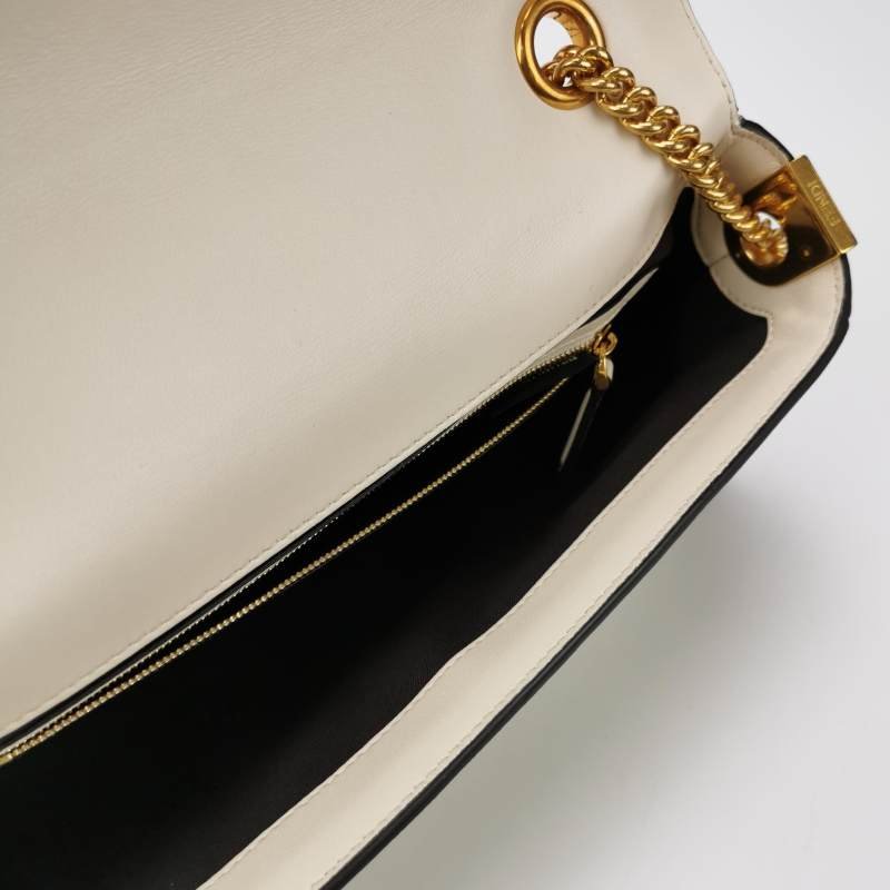 Fendi Baguette 法棍包 中號 羊皮 拼色 雙F扣環 單肩包-6