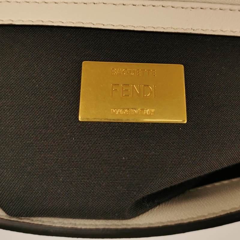 Fendi Baguette 法棍包 中號 羊皮 拼色 雙F扣環 單肩包-7