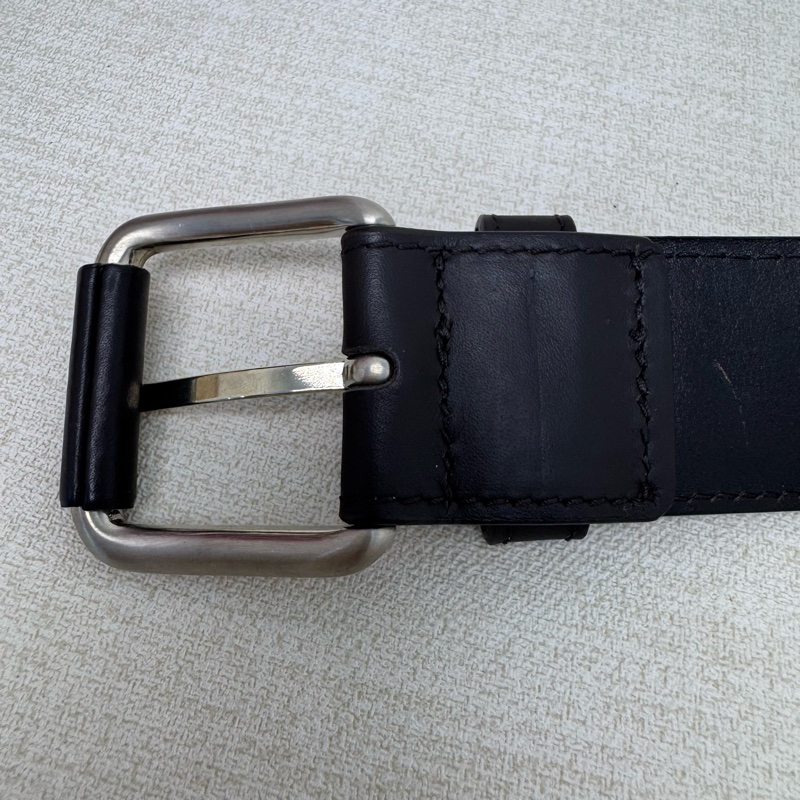 Bottega Venetia 深咖 銀頭編織 皮帶 腰帶-2