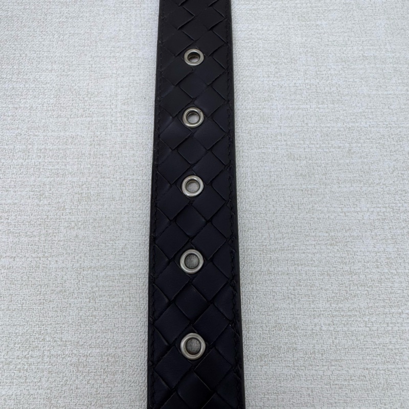 Bottega Venetia 深咖 銀頭編織 皮帶 腰帶-5