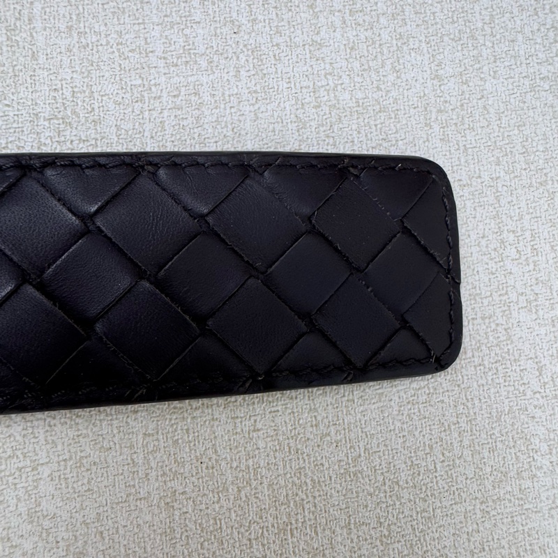 Bottega Venetia 深咖 銀頭編織 皮帶 腰帶-8