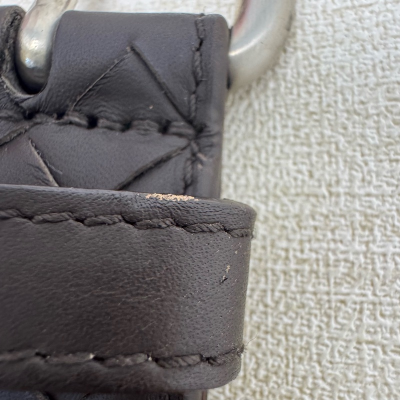 Bottega Venetia 深咖 銀頭編織 皮帶 腰帶-10