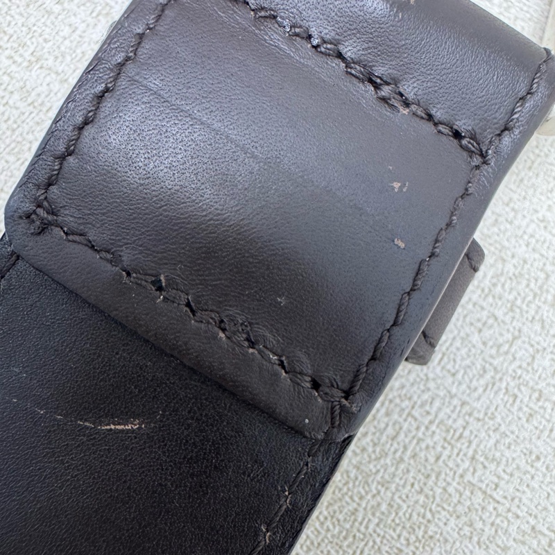 Bottega Venetia 深咖 銀頭編織 皮帶 腰帶-12