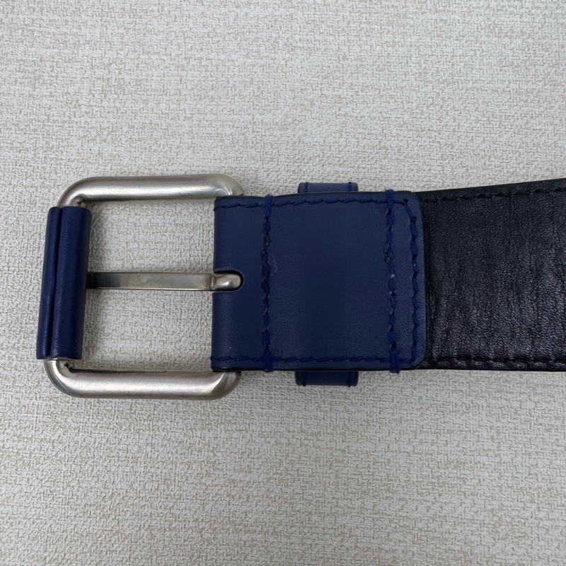 Bottega Veneta 銀頭 藍編織 皮帶 腰帶-2