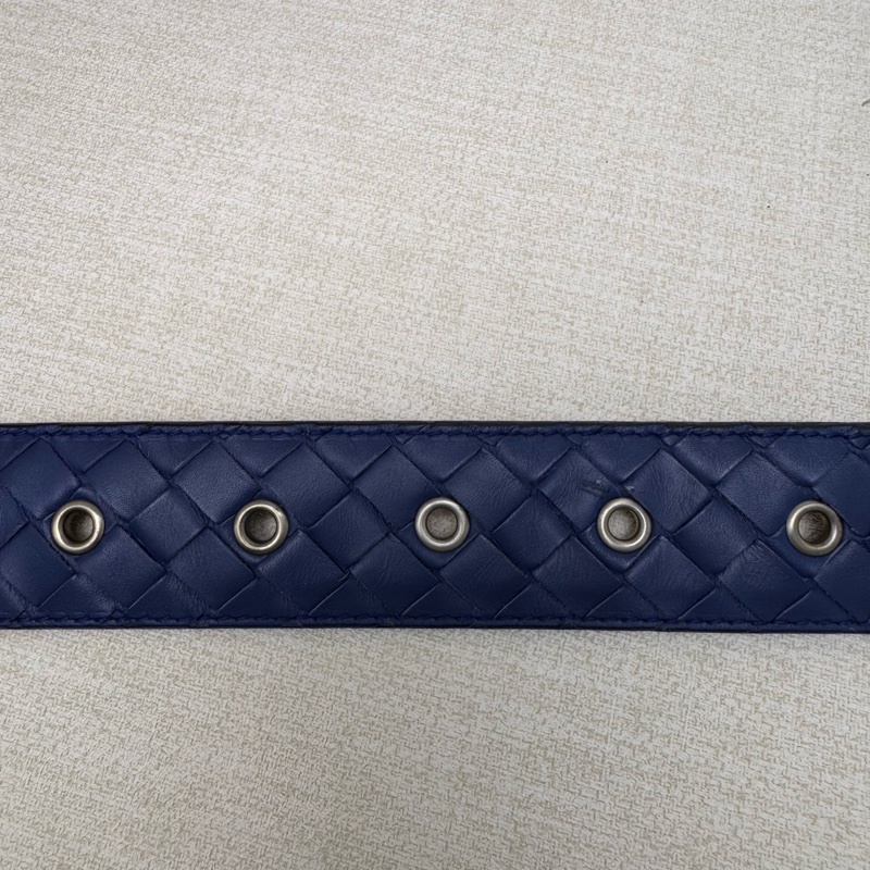 Bottega Veneta 銀頭 藍編織 皮帶 腰帶-8