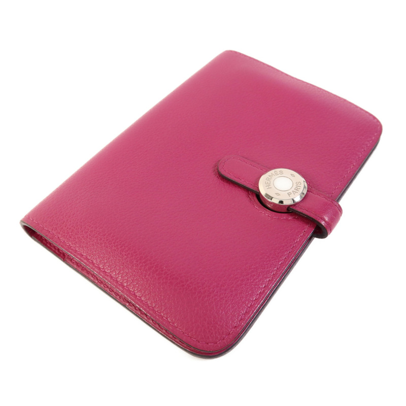 HERMES Evercolor皮革Dogon Compact Bifold Wallet銀扣錢包Rose Pourpre-2