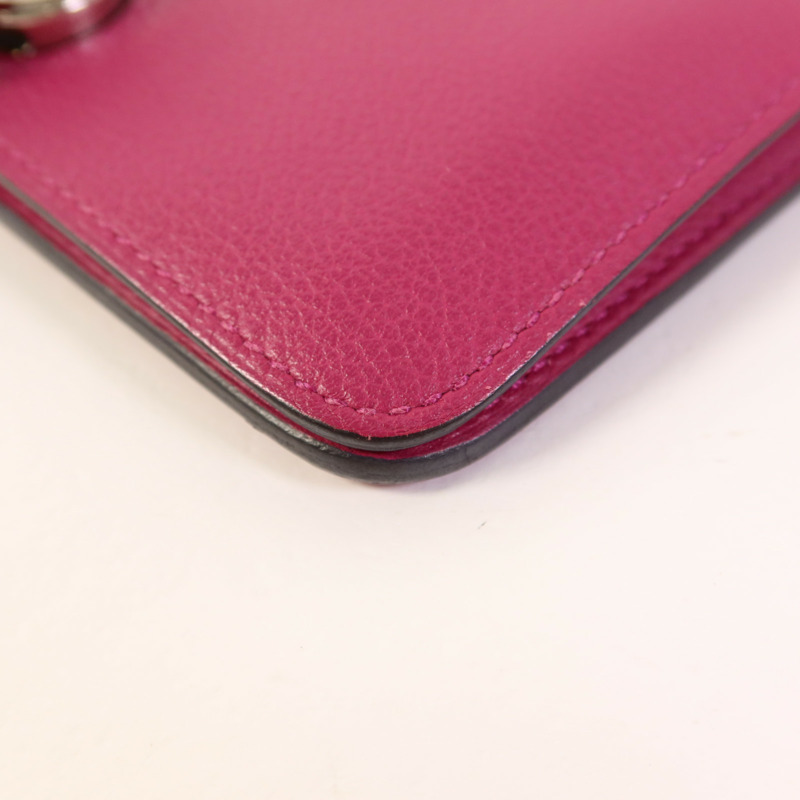 HERMES Evercolor皮革Dogon Compact Bifold Wallet銀扣錢包Rose Pourpre-10