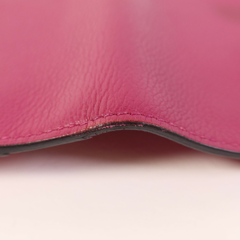 HERMES Evercolor皮革Dogon Compact Bifold Wallet銀扣錢包Rose Pourpre-14