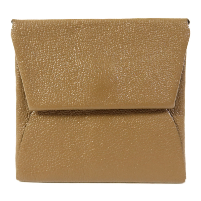 HERMES Chevre皮革Bastia Coin Purse銀扣零錢包Etoupe-0