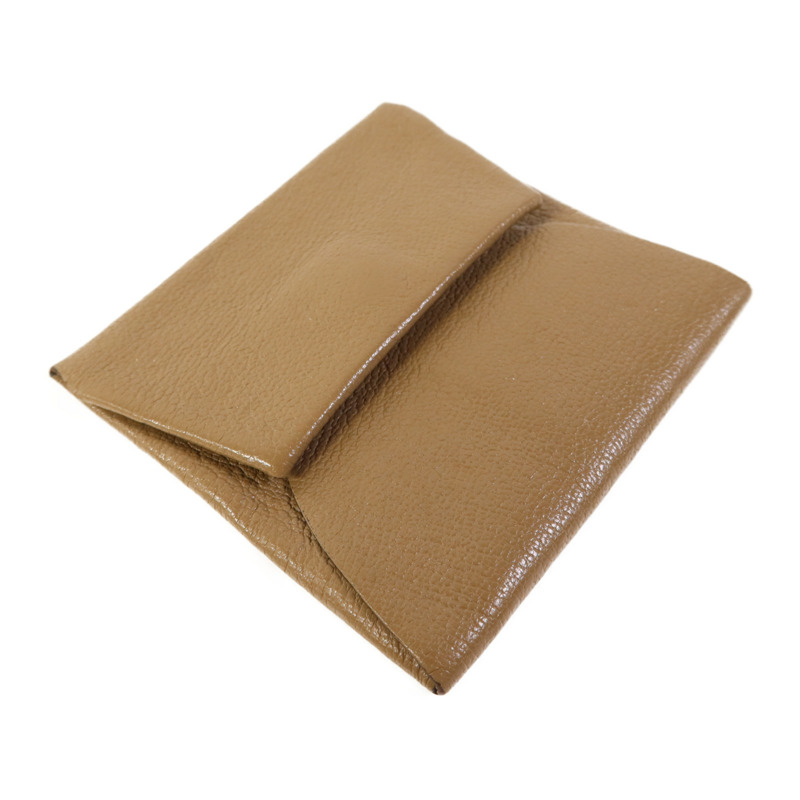HERMES Chevre皮革Bastia Coin Purse銀扣零錢包Etoupe-2