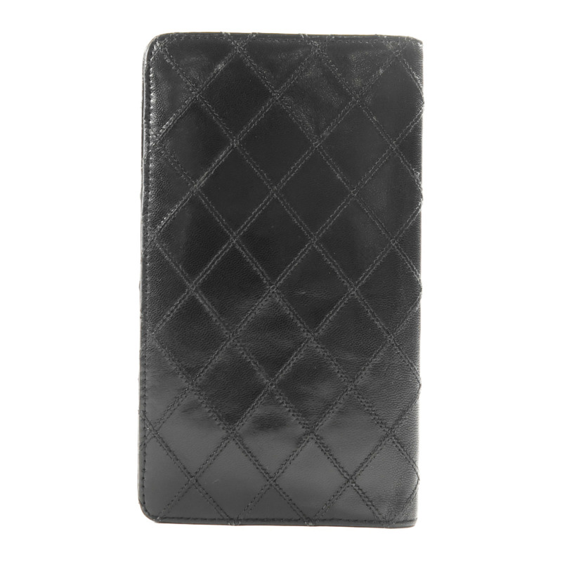 CHANEL 牛皮皮革Long Wallet銀扣長錢包-1