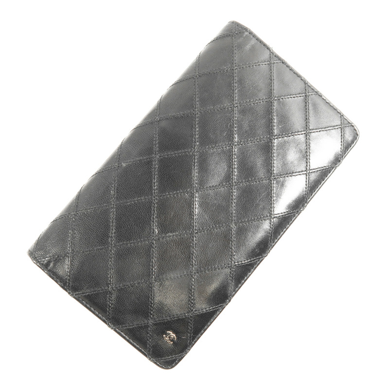 CHANEL 牛皮皮革Long Wallet銀扣長錢包-2