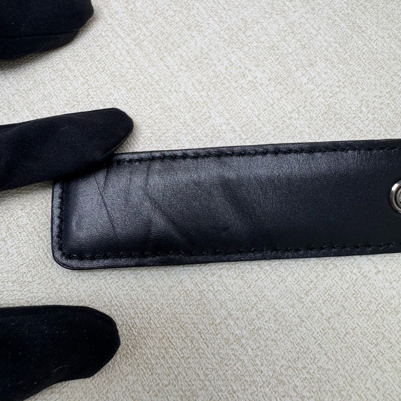 Bottega Veneta 黑頭 黑編織 皮帶 腰帶-6