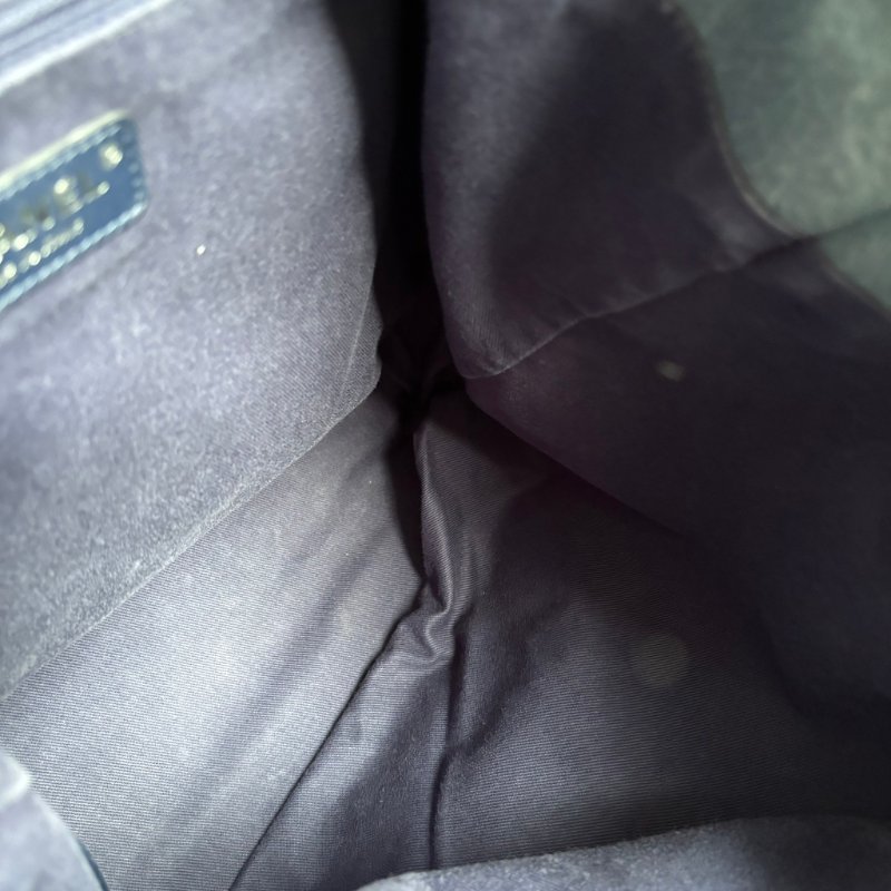 ::CHANEL:: 香奈兒Deauville 藍色丹寧布亮片字母裝飾抽繩後背包-29