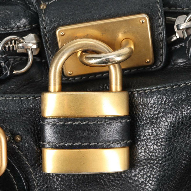 【日本直送】Chloe Paddington 手提包，黑色金色銀色真皮款，型號 am8772V-14