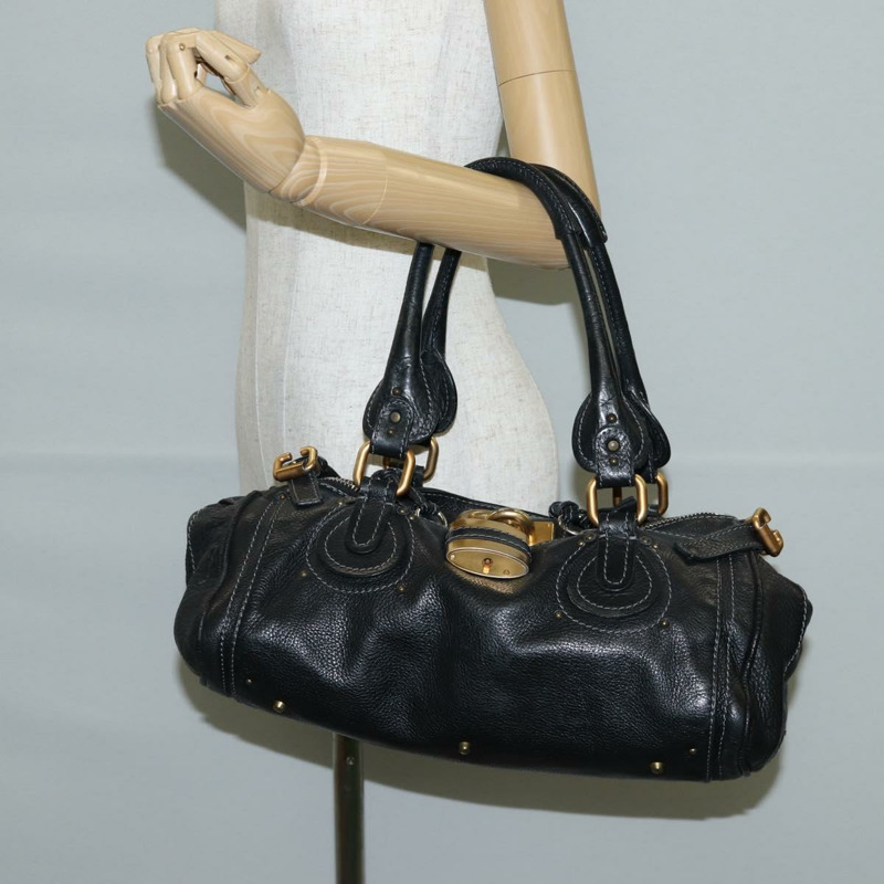 【日本直送】Chloe Paddington 手提包，黑色金色銀色真皮款，型號 am8772V-21