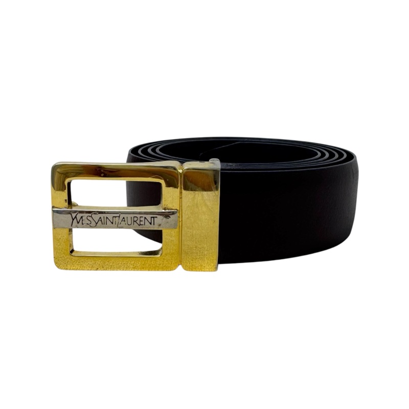 Saint Laurent  YSL金x銀頭 棕皮革 皮帶 腰帶-0