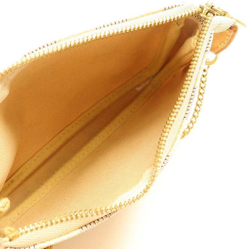 LOUIS VUITTON Damier Azur Mini Pochette Accessoires金扣鏈帶手挽袋-4