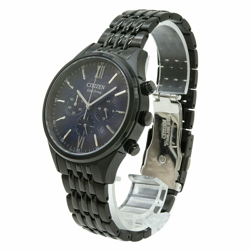 西鐵城 Eco-Drive 電波太陽能手錶,黑色海軍藍錶盤,不鏽鋼材質,男款 C415-81L-2