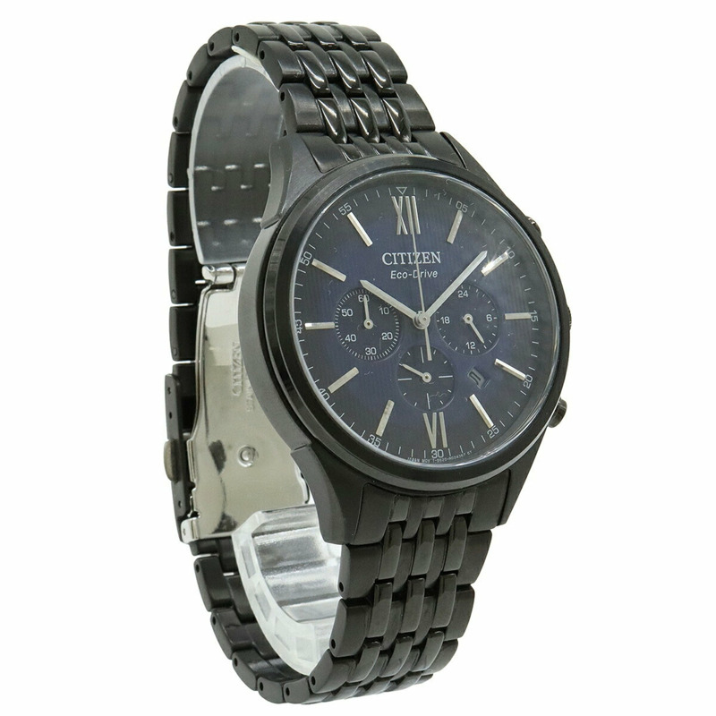 西鐵城 Eco-Drive 電波太陽能手錶,黑色海軍藍錶盤,不鏽鋼材質,男款 C415-81L-3