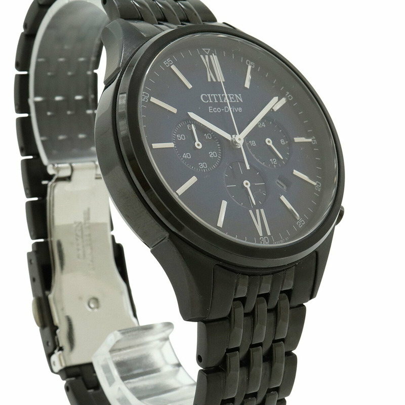 西鐵城 Eco-Drive 電波太陽能手錶,黑色海軍藍錶盤,不鏽鋼材質,男款 C415-81L-5