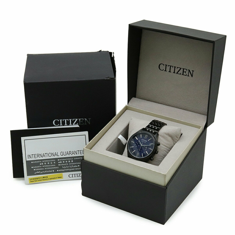 西鐵城 Eco-Drive 電波太陽能手錶,黑色海軍藍錶盤,不鏽鋼材質,男款 C415-81L-9