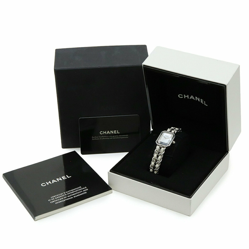 香奈兒 Premiere 白色貝殼錶盤大號不鏽鋼皮革女士手錶 H1639-9