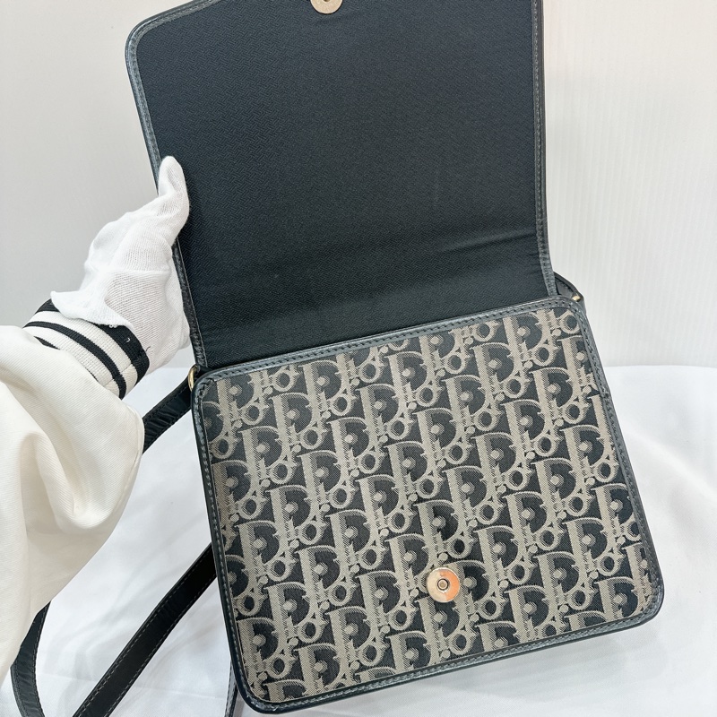 莉亞精品♡ Dior vintage老花斜背包 二手美包-12
