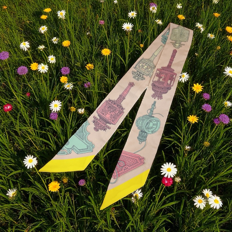 莉亞精品♡Hermes 絢麗燈籠Twilly 米粉紅色 二手美品-0