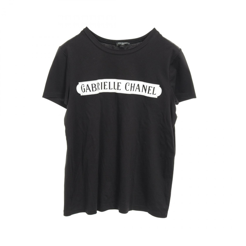 CHANEL Gabriel 植絨印花 T 卹 P57359K07506 棉黑色 #38 二手女款-0