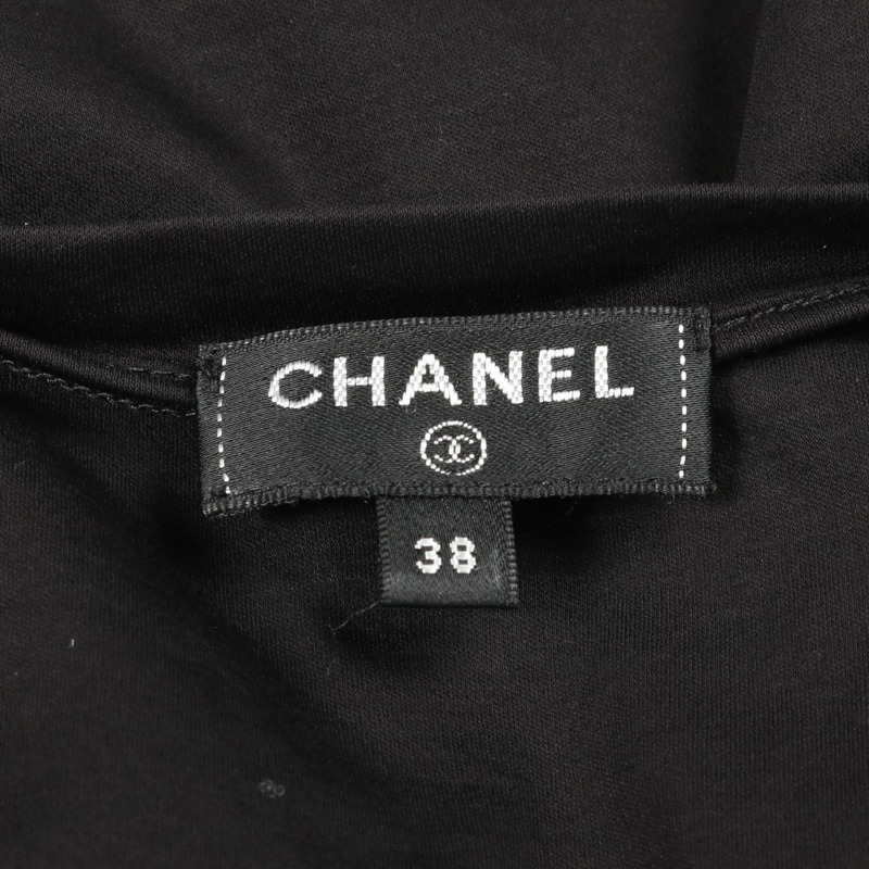 CHANEL Gabriel 植絨印花 T 卹 P57359K07506 棉黑色 #38 二手女款-2